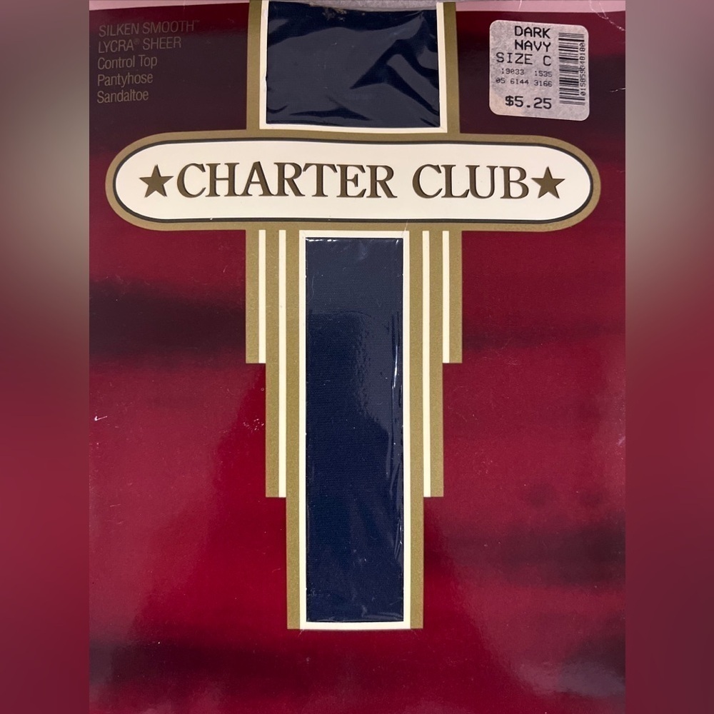 Charter Club Pantyhose Sandaltoe Dark Navy Blue Size C 90s  Dark Academia